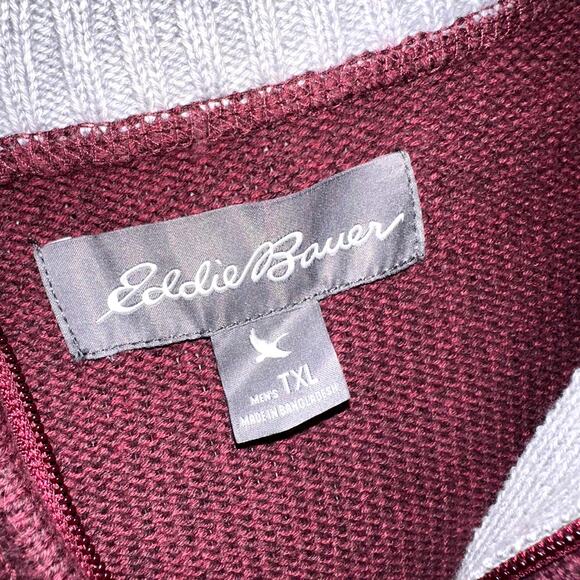 Eddie Bauer Womens Size XLT Maroon 1/4 Zip Tight Knit Pullover Sweater - Picture 6 of 10